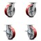 Service Caster 8 Inch Kingpinless Red Poly on Steel Wheel Swivel Caster Set with 2 Brakes SCC SCC-KP30S820-PUR-RS-2-SLB-2 - alternate 1
